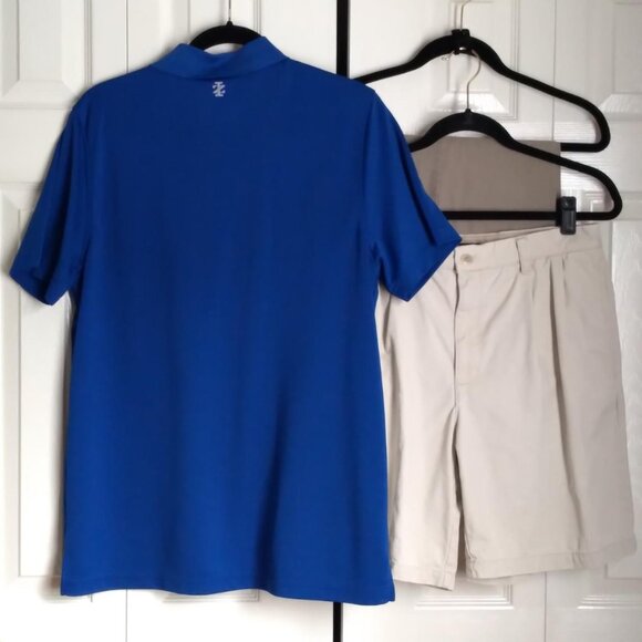 Men's Izod Royal Blue Checked Performance Polo Golf Shirt Size Medium - Picture 5 of 7